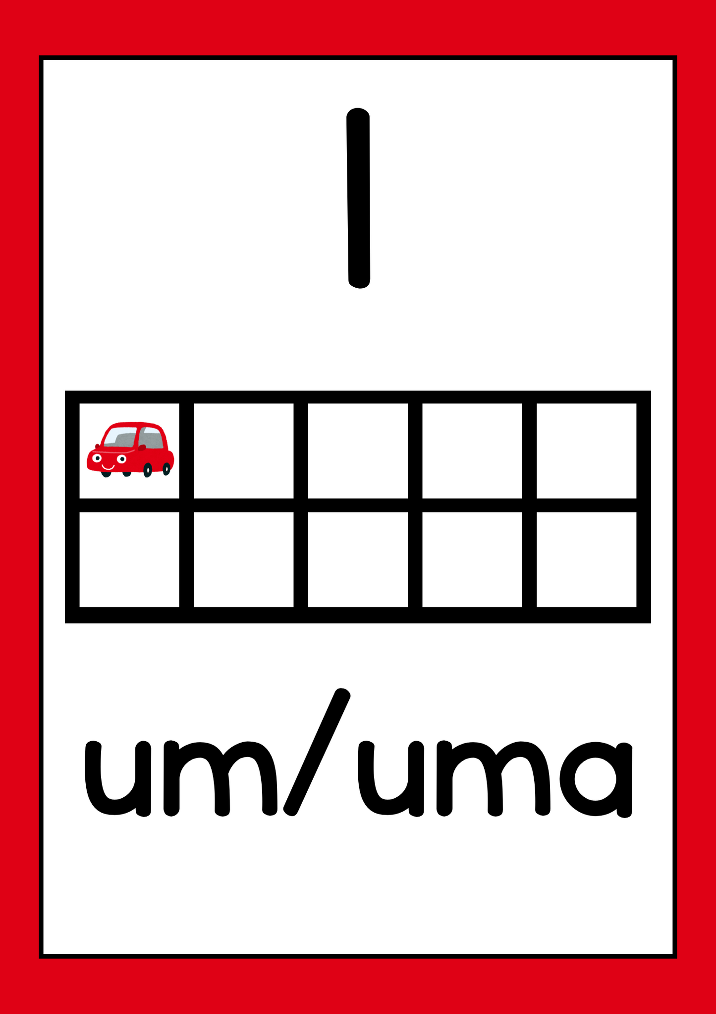 Cartaz - Números (10 Quadros) - Carros