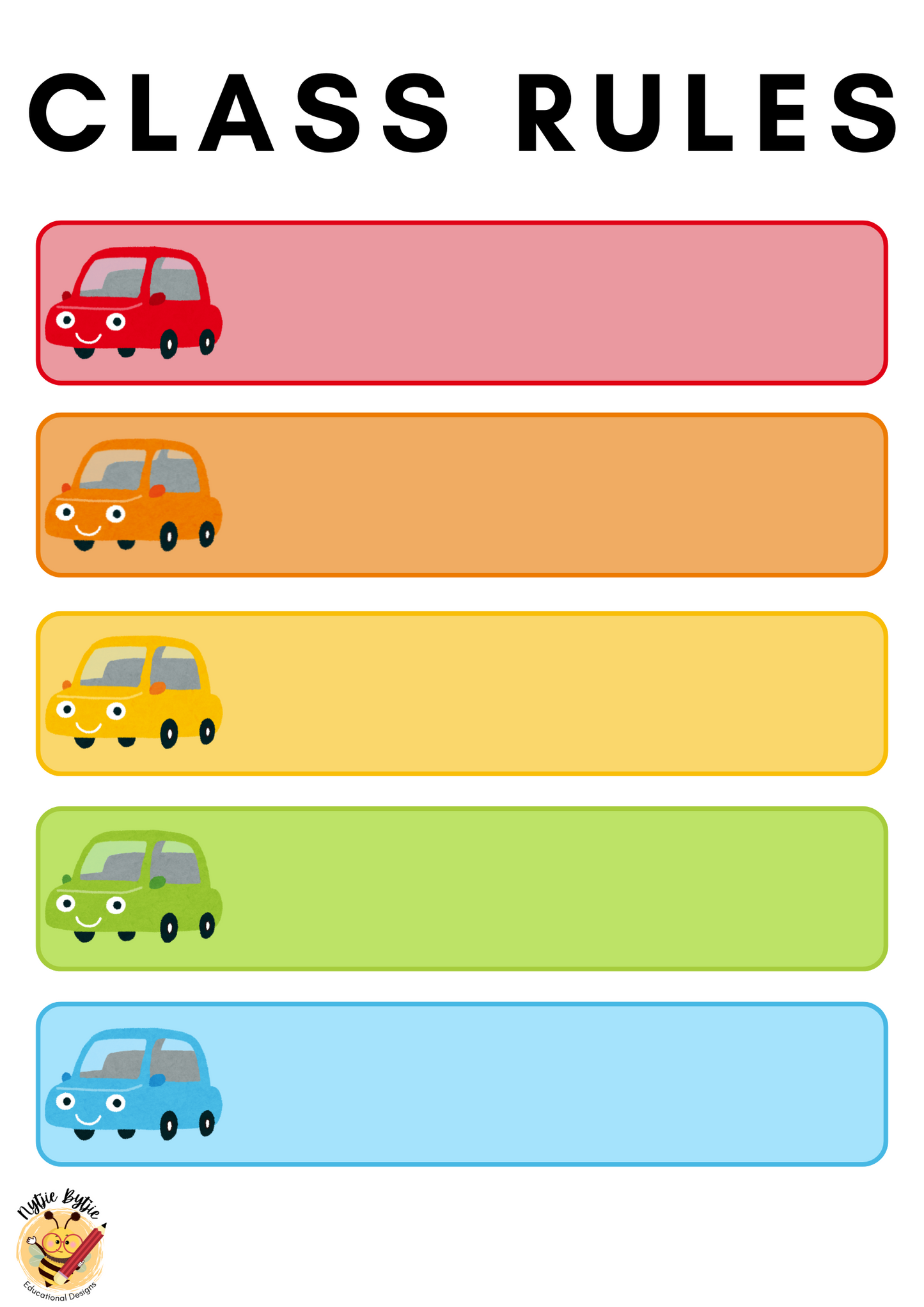 Poster - Class Rules - Car Theme