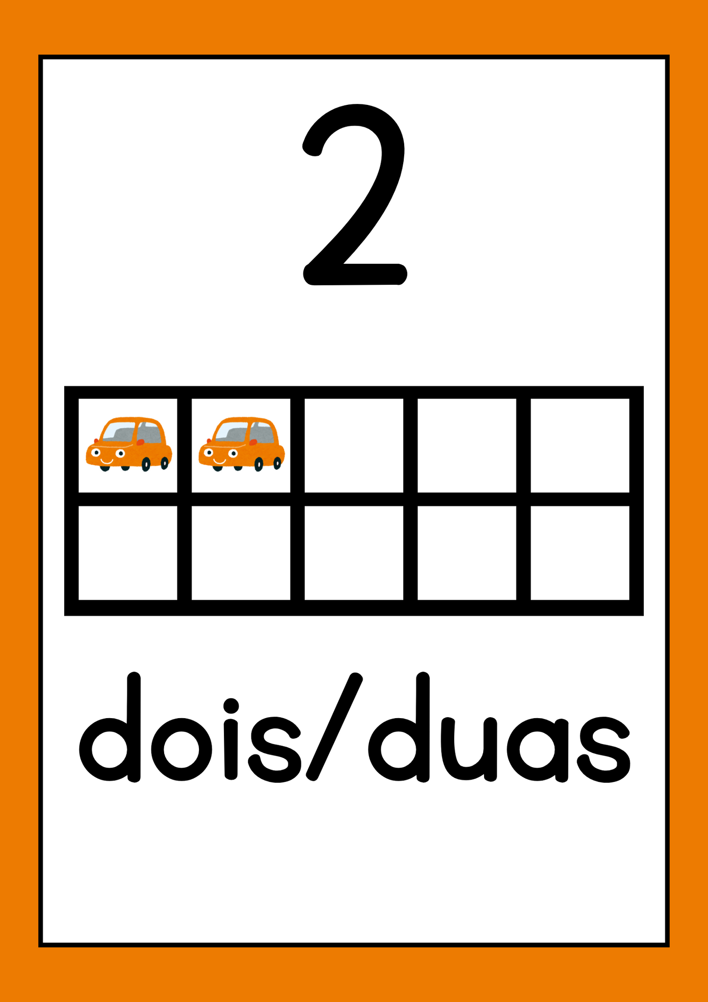 Cartaz - Números (10 Quadros) - Carros