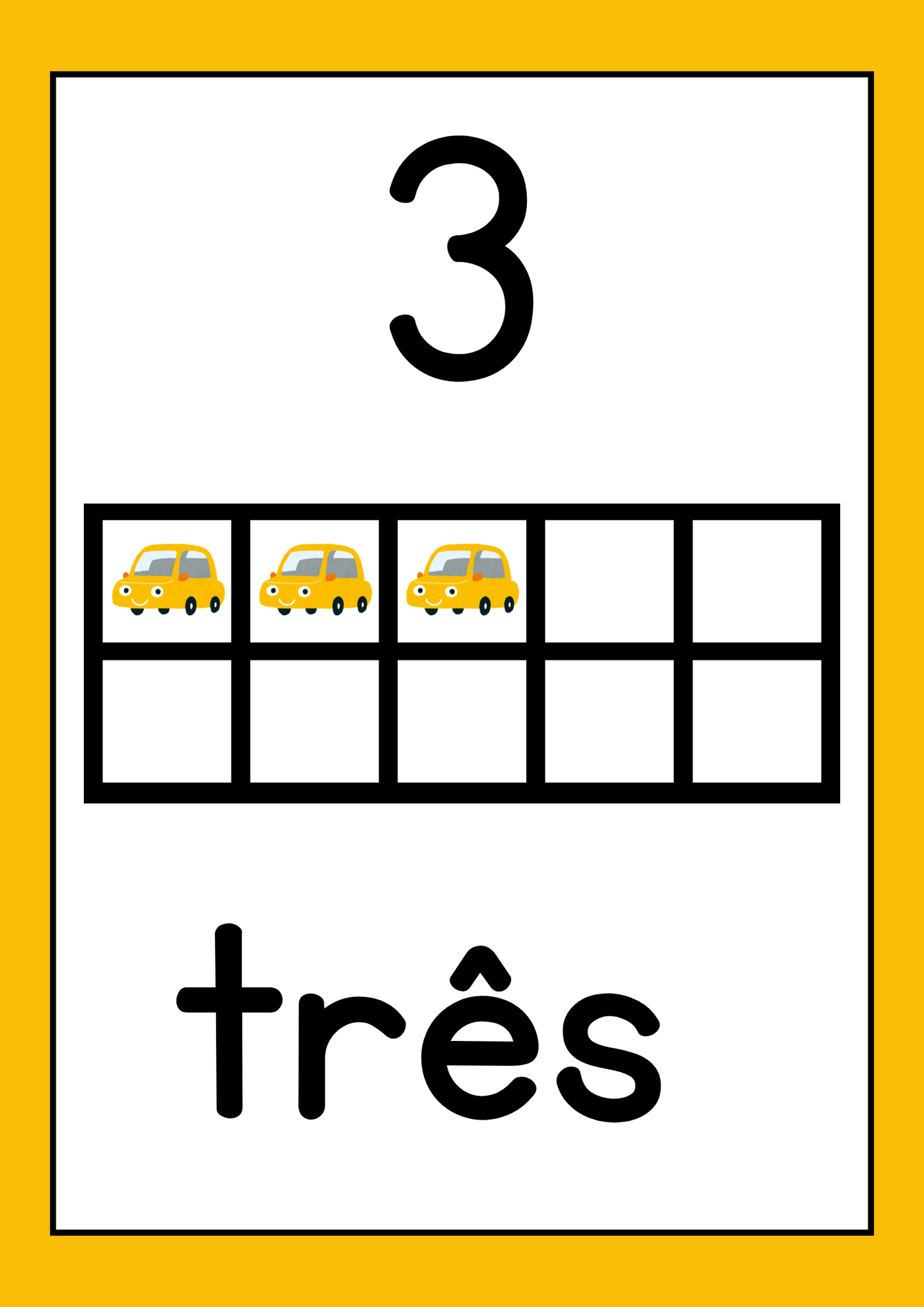 Cartaz - Números (10 Quadros) - Carros