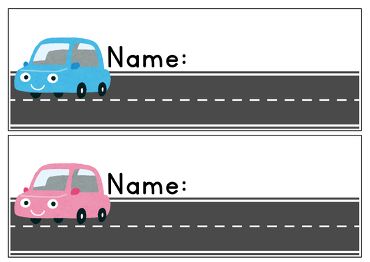 Labels - Names - Car Theme