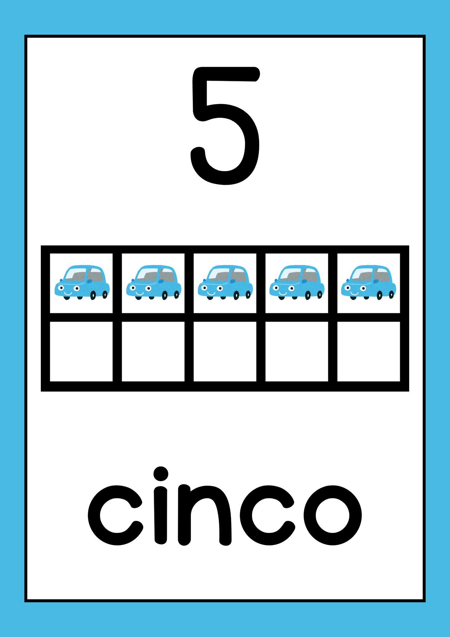 Cartaz - Números (10 Quadros) - Carros