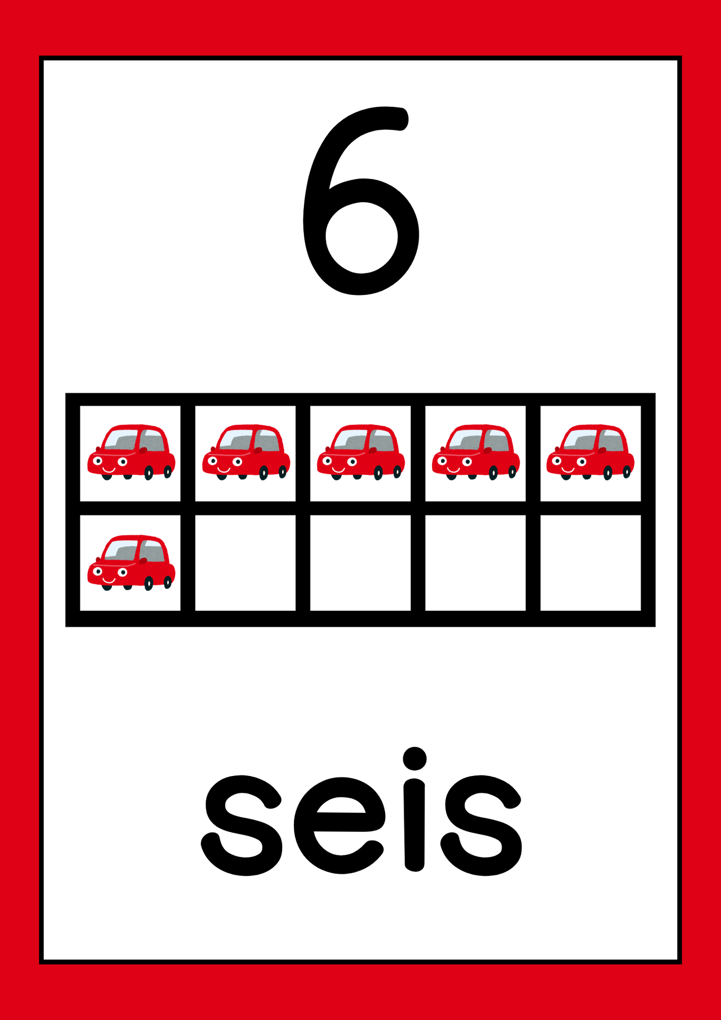 Cartaz - Números (10 Quadros) - Carros