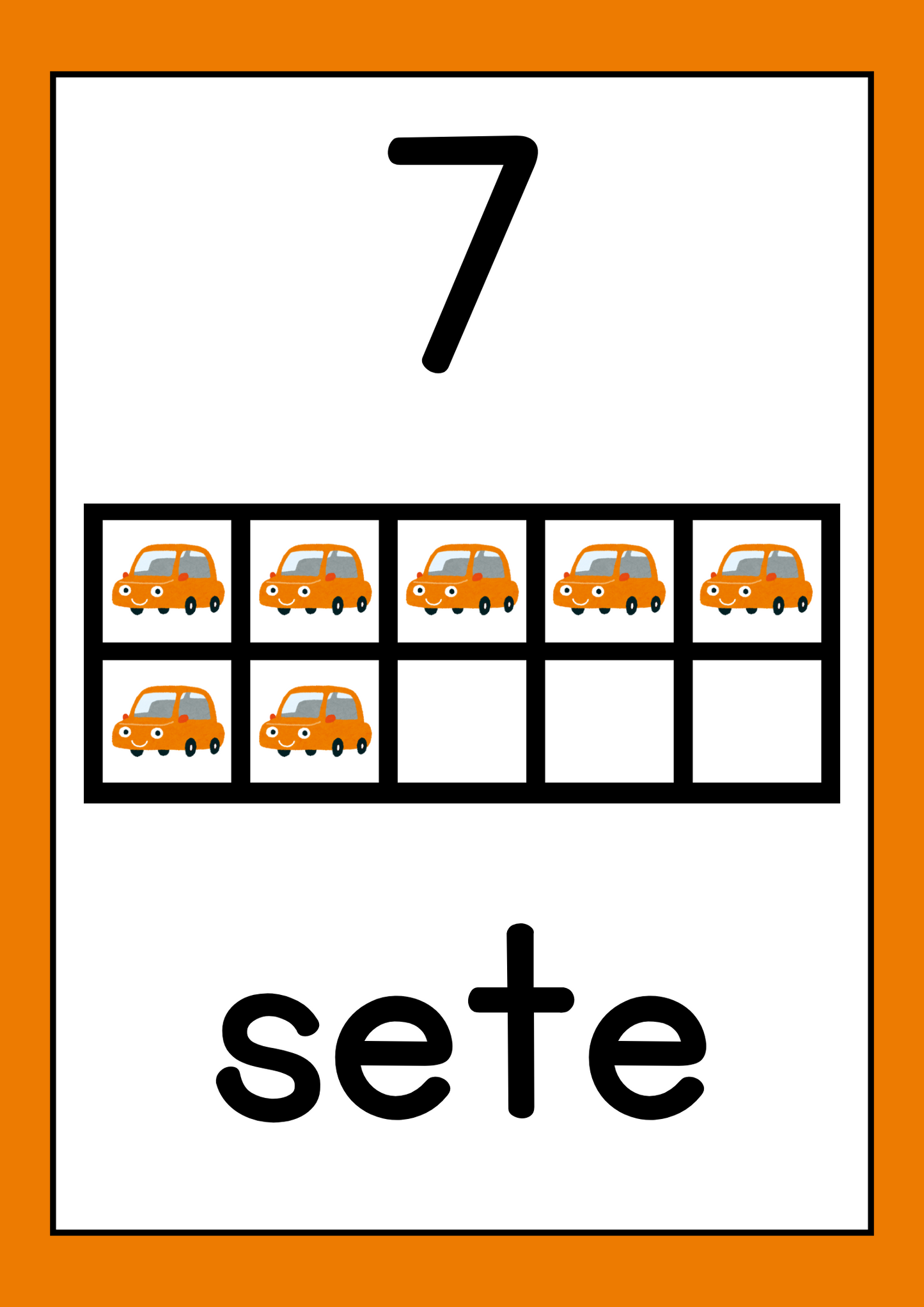 Cartaz - Números (10 Quadros) - Carros