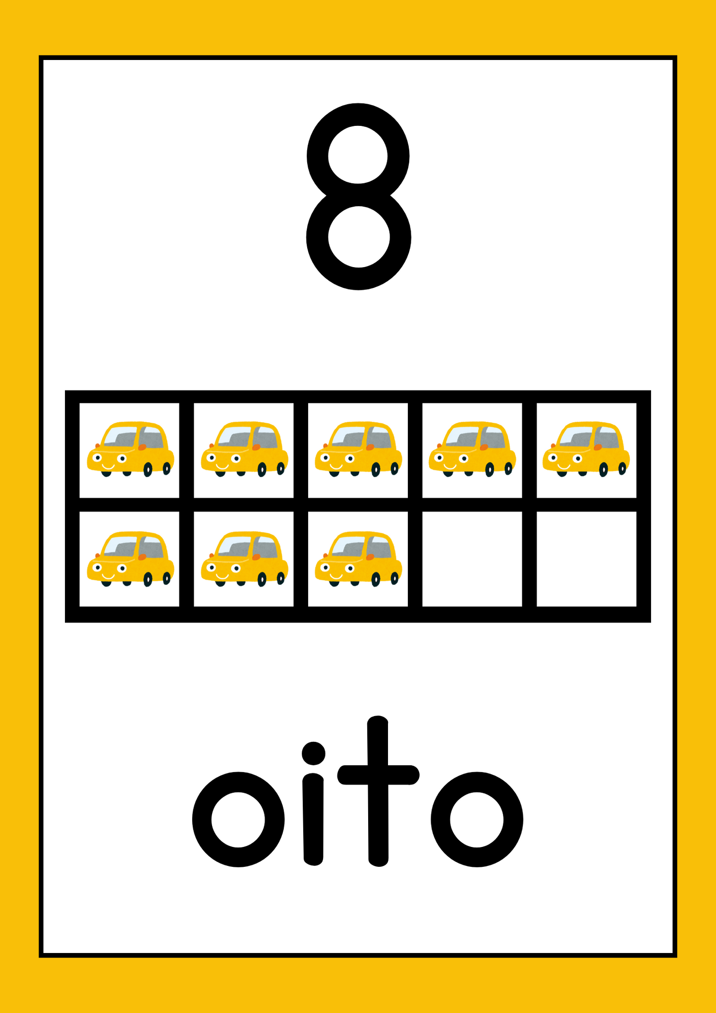 Cartaz - Números (10 Quadros) - Carros