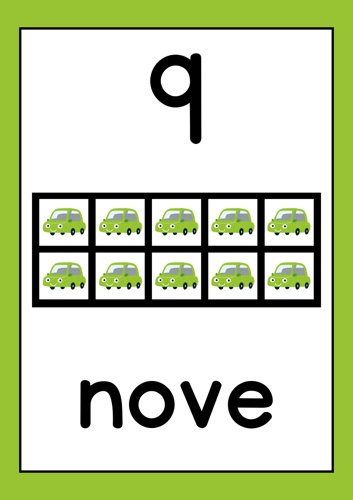 Cartaz - Números (10 Quadros) - Carros