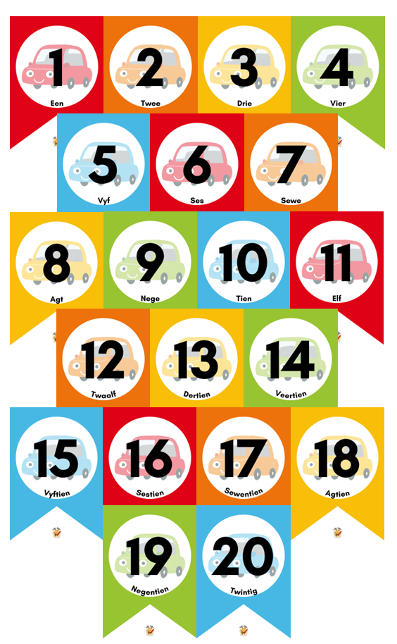 Vlaggies - Syfers (1-20)