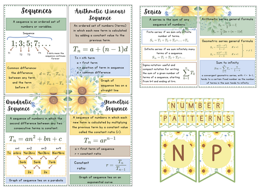 Posters - Number Patterns - Sunflower Theme