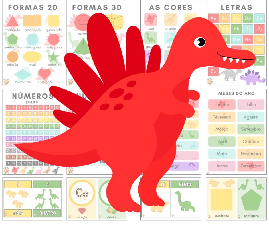 Tema completo para a sala de aula - Decoração e recursos - Tema dos dinossauros