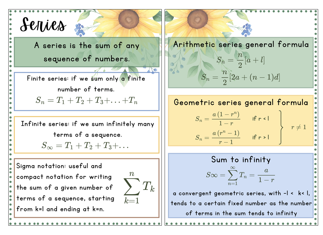Posters - Number Patterns - Sunflower Theme
