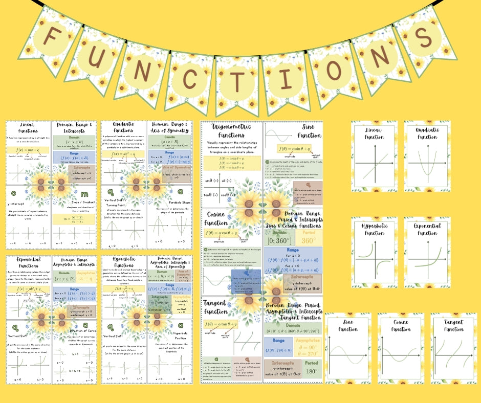 Posters - Mathematical Functions - Sunflower Theme