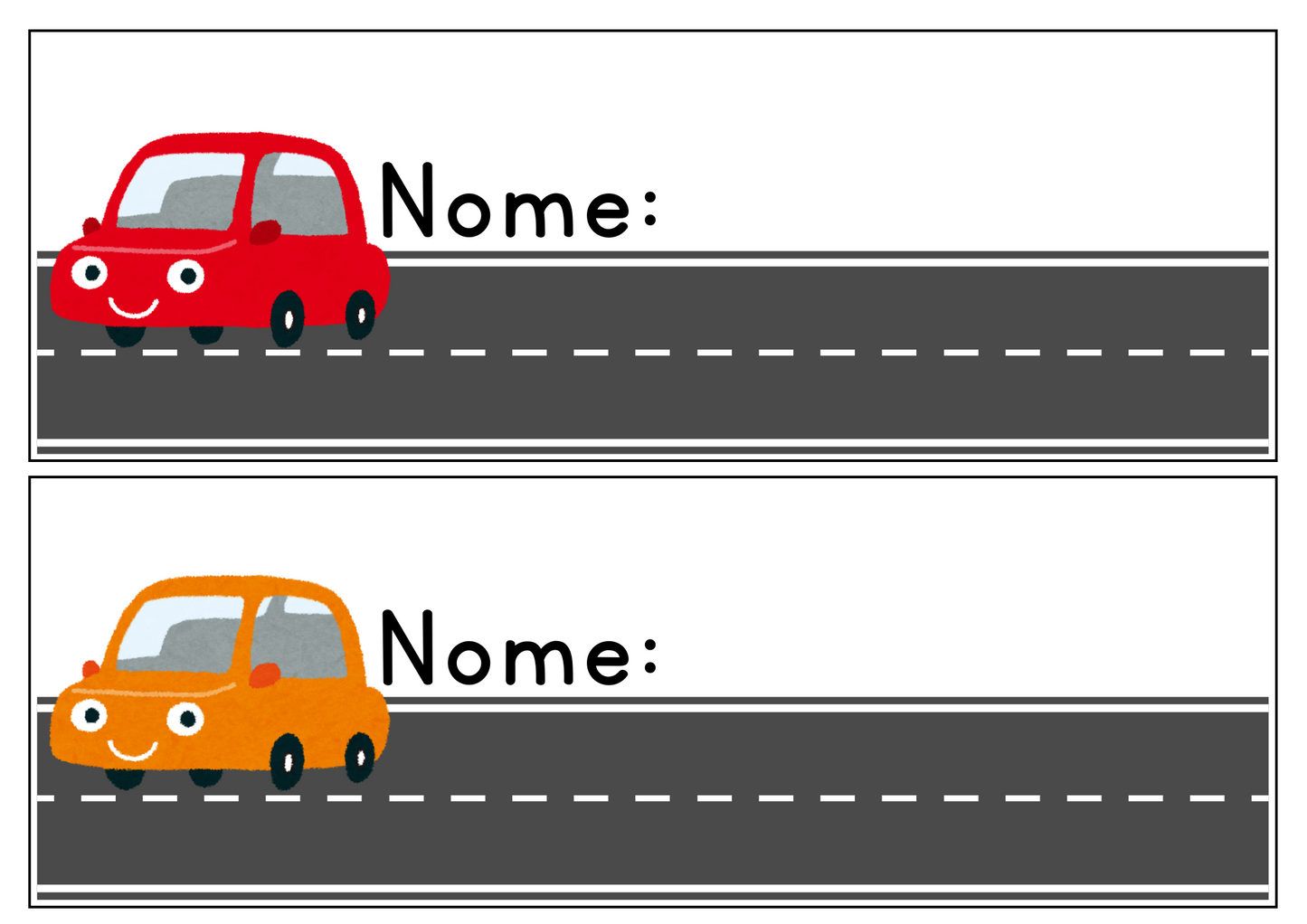 Etiquetas - Nomes - Carros