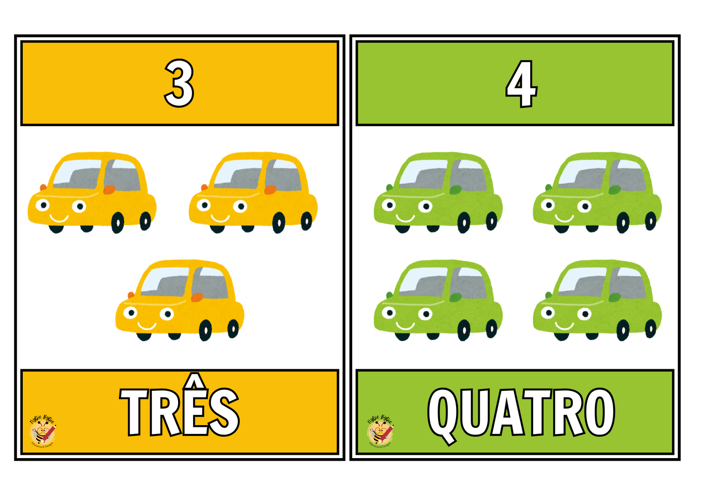 Flitskaarte - Números (1-10) - Carros