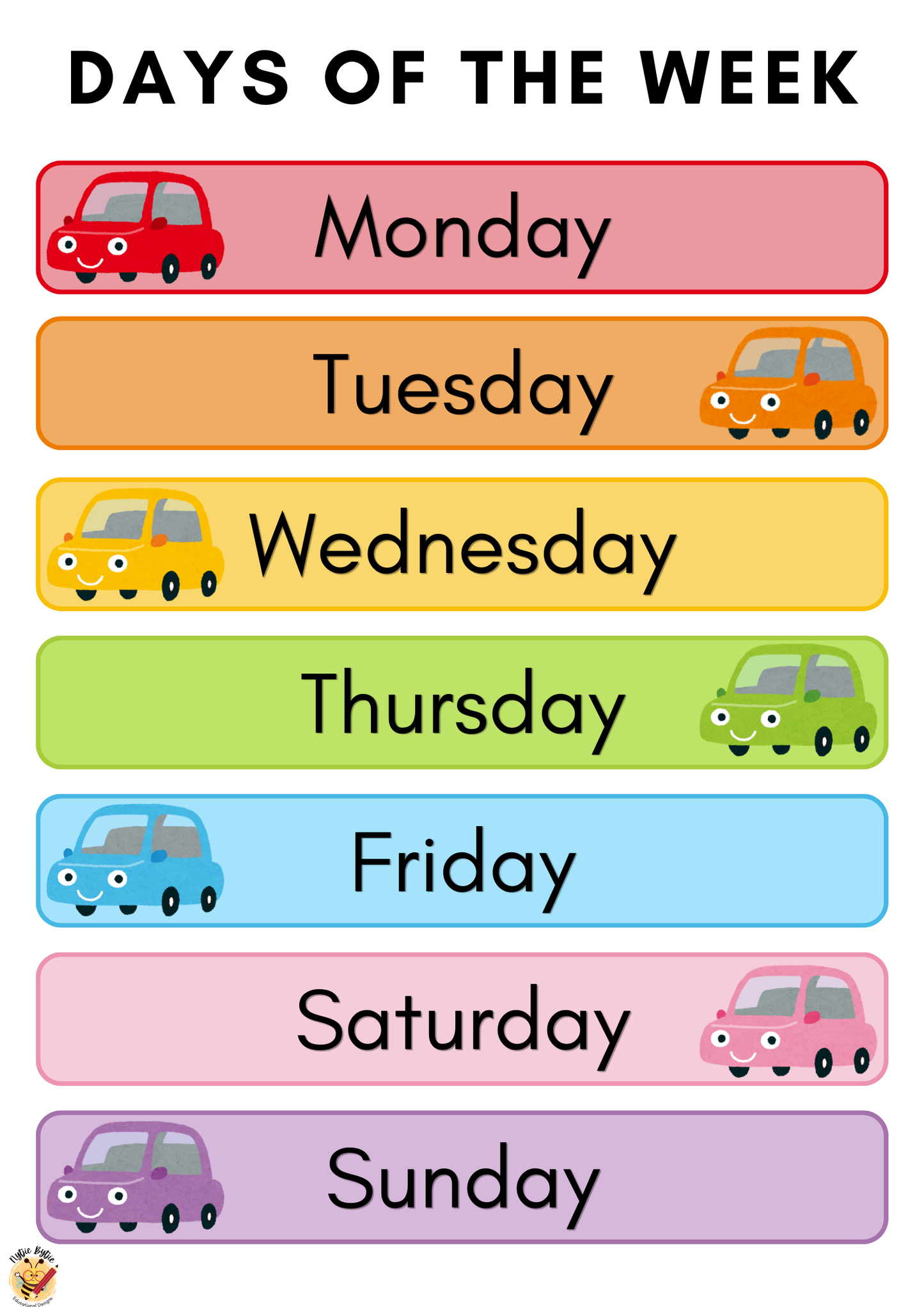 Plakkaat - Dae van die Week - Motortema 