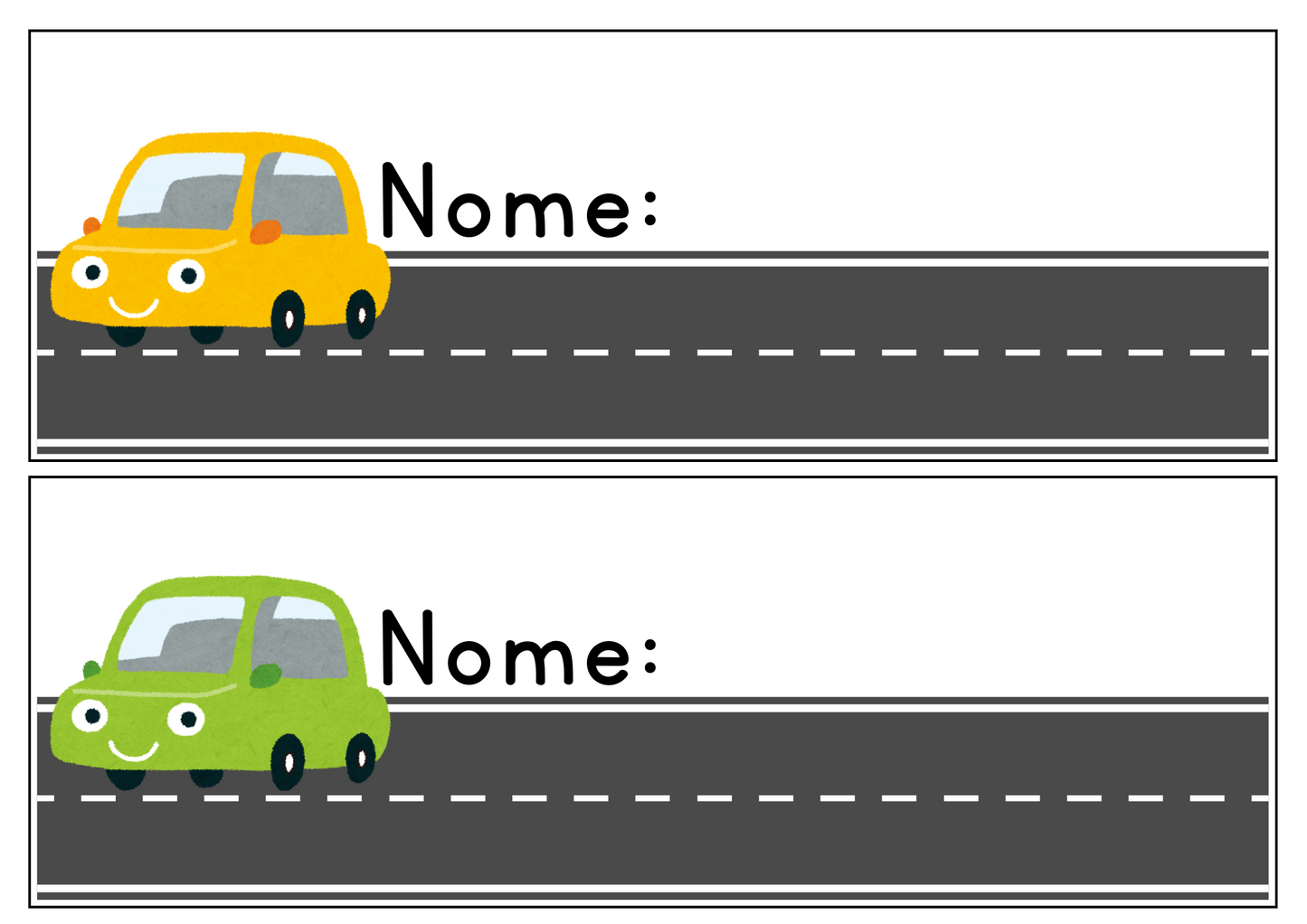 Etiquetas - Nomes - Carros