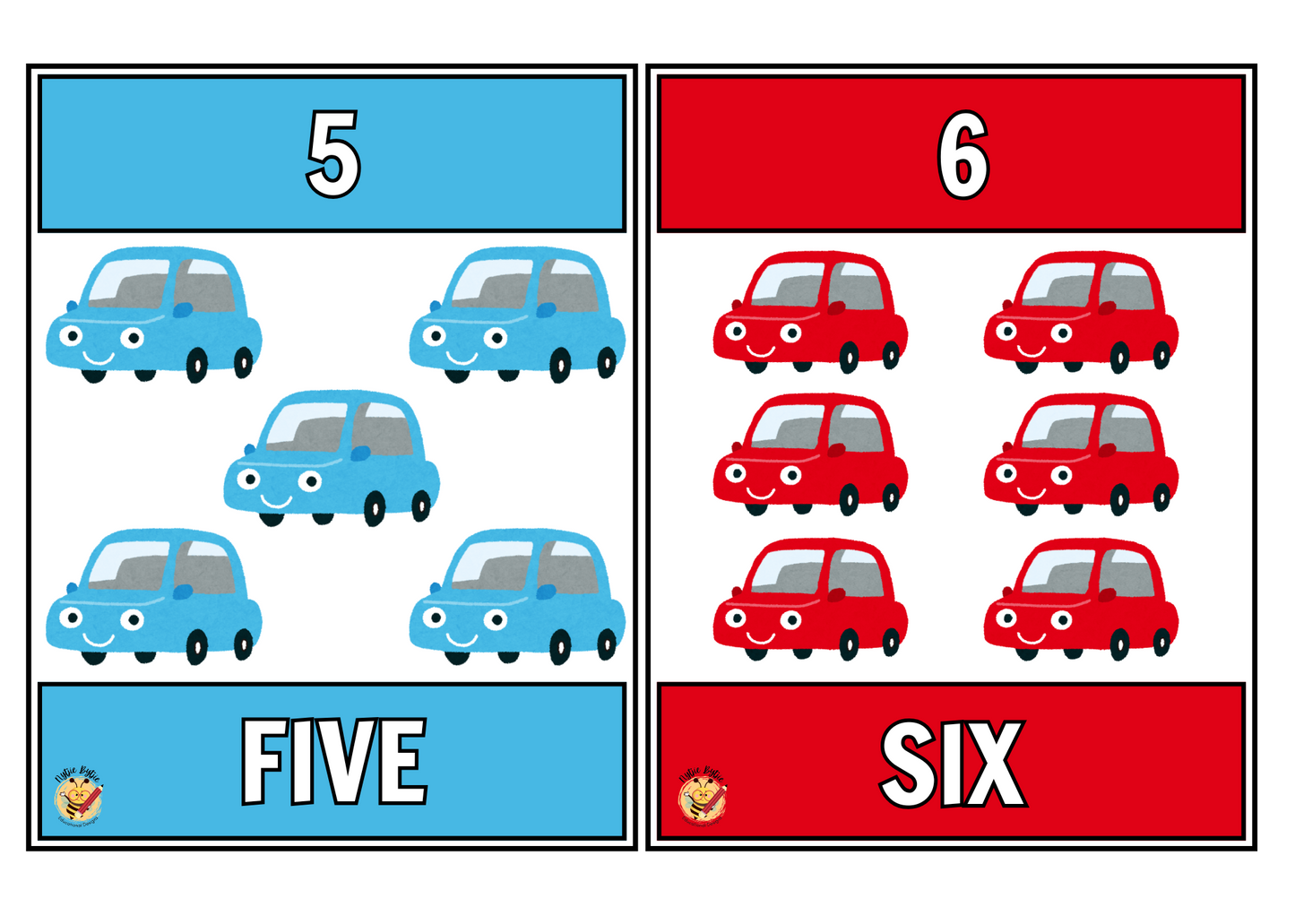 Flashcards - Números (1-10) - Tema de carro