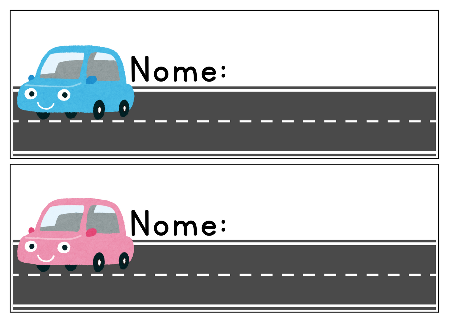 Etiquetas - Nomes - Carros