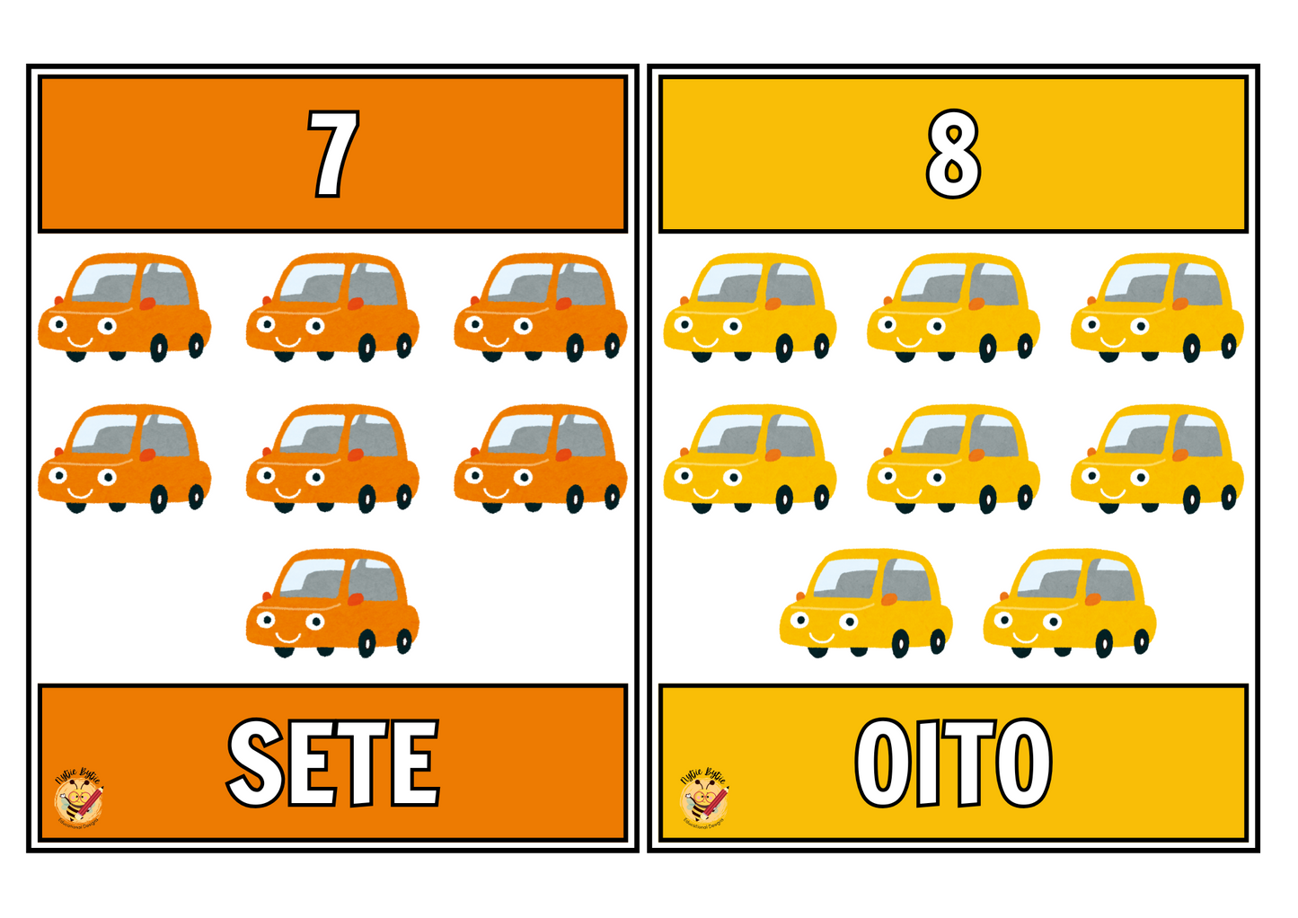 Flitskaarte - Números (1-10) - Carros