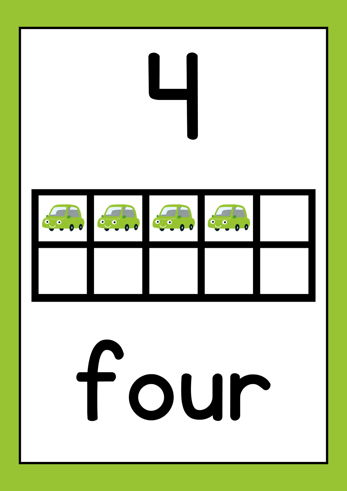 Poster - Numbers (10 Frame) - Car Theme