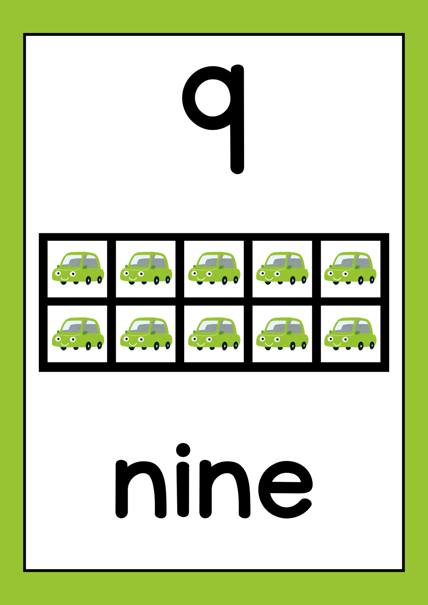 Poster - Numbers (10 Frame) - Car Theme