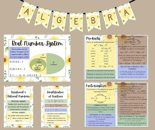 Posters - Algebra - Sunflower Theme