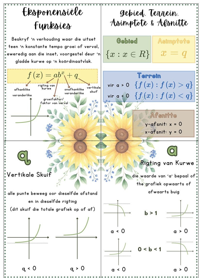 Plakkate - Wiskundige Funksies - Sonneblom Tema