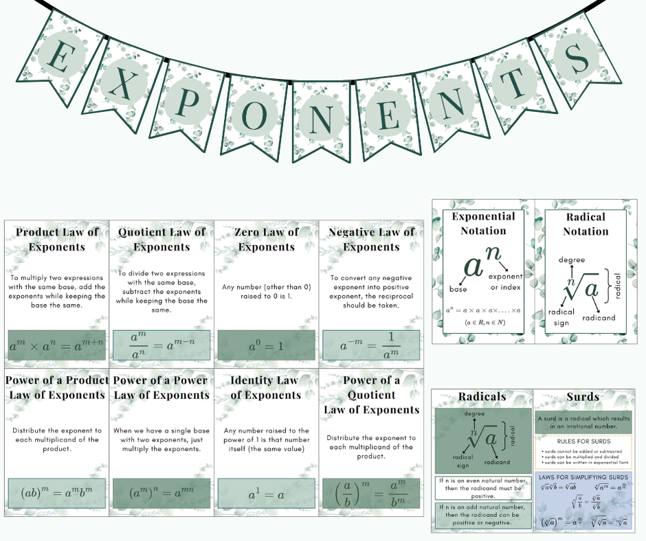 Posters - Exponents - Eucalyptus Theme