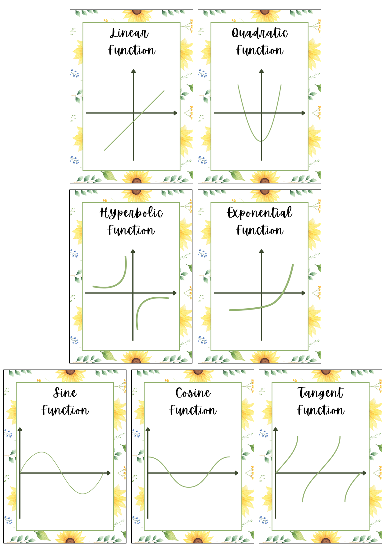 Posters - Mathematical Functions - Sunflower Theme
