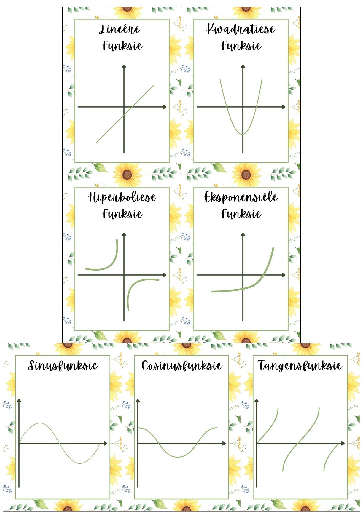 Plakkate - Wiskundige Funksies - Sonneblom Tema