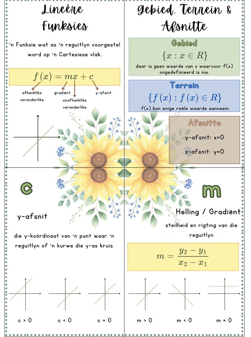 Plakkate - Wiskundige Funksies - Sonneblom Tema