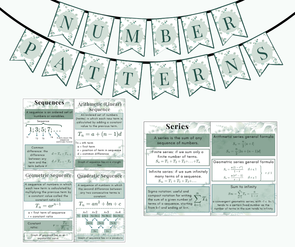 Posters - Number Patterns - Eucalyptus Theme