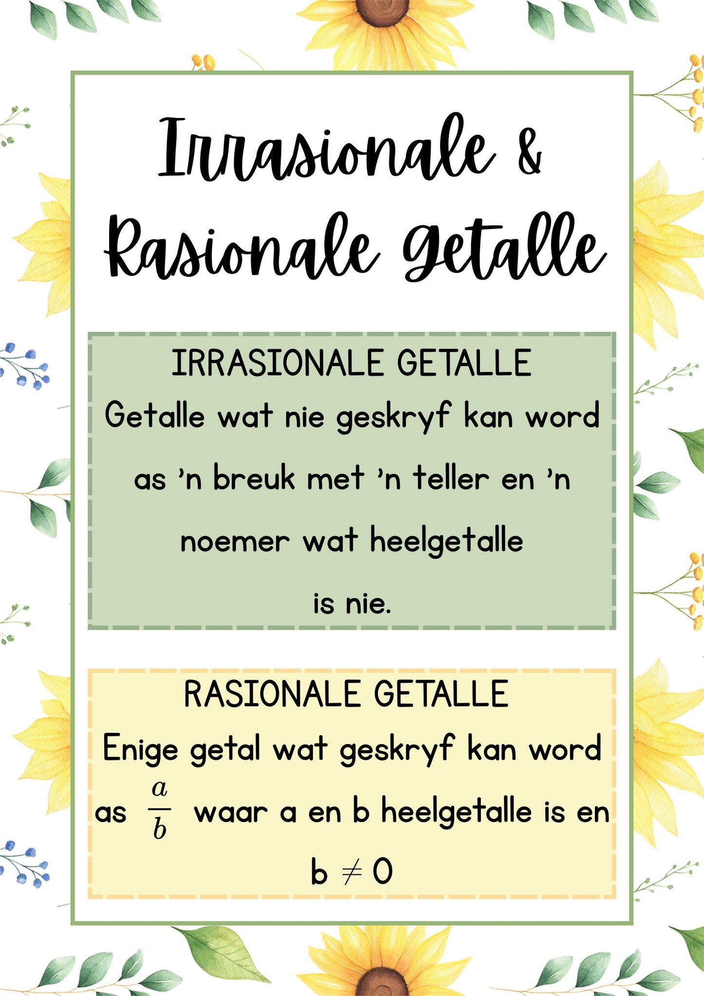 Plakkate - Algebra - Sonneblom Tema