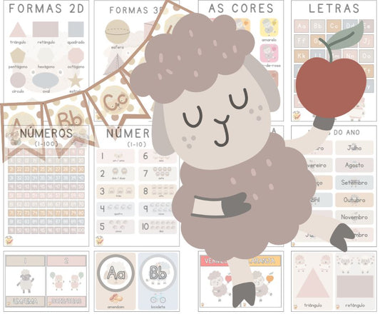 Tema completo para a sala de aula - Decoração e recursos - Tema Ovelhas