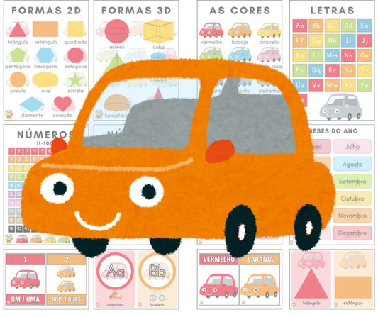 Tema completo para a sala de aula - Decoração e recursos - Tema Carros