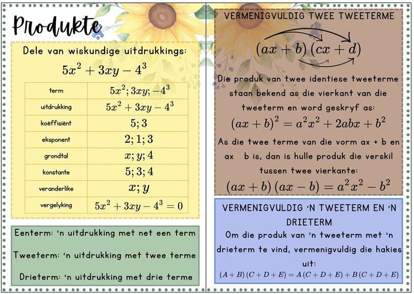 Plakkate - Algebra - Sonneblom Tema